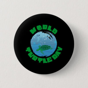 Turtle Lover World Turtle Day 6 Cm Round Badge