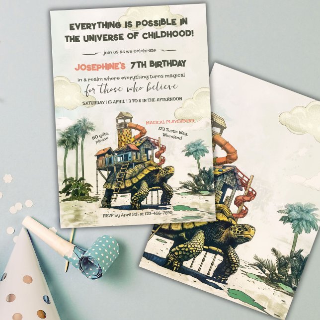 Turtle Magic Ride Birthday Party Invitation (Creator Uploaded)