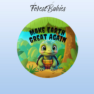 Turtle, Make Earth Great Again, Environmental 3 Cm Round Badge