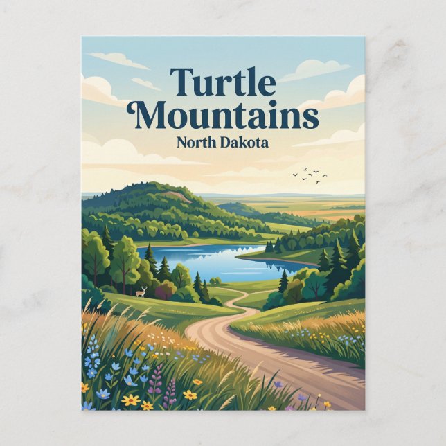 Turtle Mountains, North Dakota Postcard (Front)