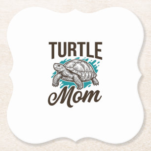 Turtle Mum Vintage Engraving Vector Design_1 Paper Coaster
