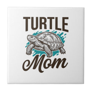 Turtle Mum Vintage Engraving Vector Design_1 Tile
