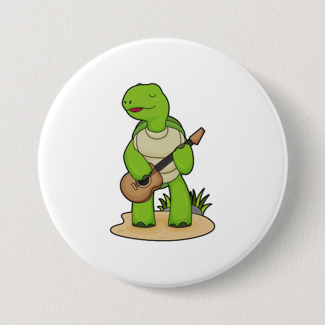 Turtle Musician Guitar Music 7.5 Cm Round Badge (Front)