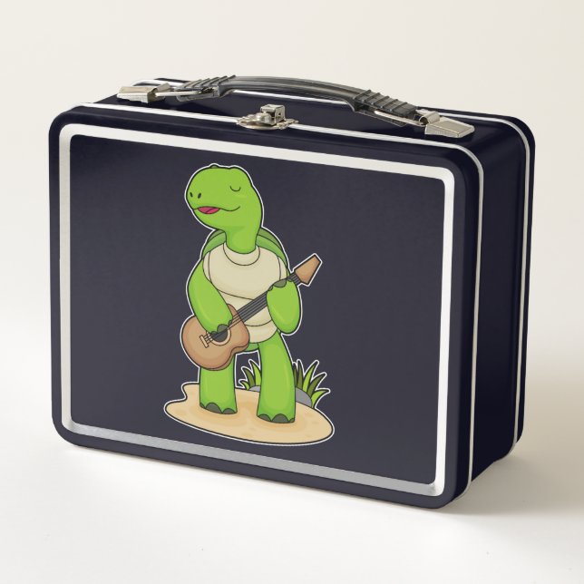 Turtle Musician Guitar Music Metal Lunch Box (Front)