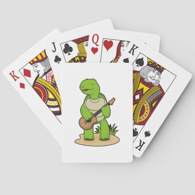 Turtle Musician Guitar Music Playing Cards (Back)