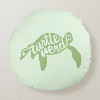 Turtle Nerd (Green) Round Cushion