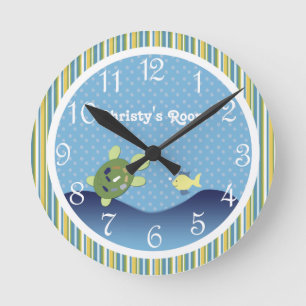 Turtle Ocean Reef Nursery Personalised Wall Clock