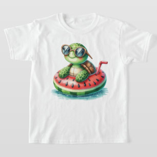 Turtle On A Watermelon Floaty T-Shirt