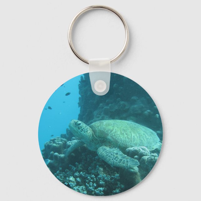 Turtle on Great Barrier Reef Key Ring (Front)