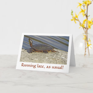 TURTLE ON ROCK/BELATED BIRTHDAY CARD/CUSTOMIZABLE CARD