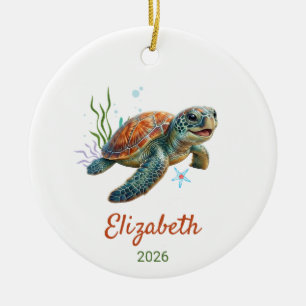 Turtle Ornament,Sea Animals,Gift For Grandson Ceramic Tree Decoration