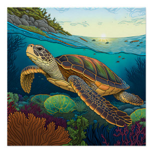 Turtle painting for child's bedroom  poster