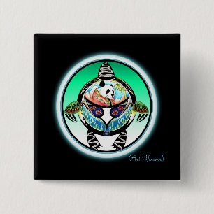 Turtle Panda 15 Cm Square Badge