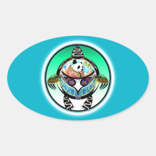 Turtle Panda Oval Sticker