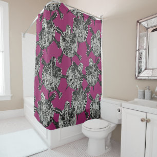 turtle party pink shower curtain