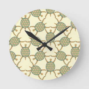 Turtle pattern round clock