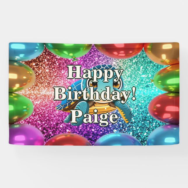 Turtle Personalised character birthday banner (Horizontal)