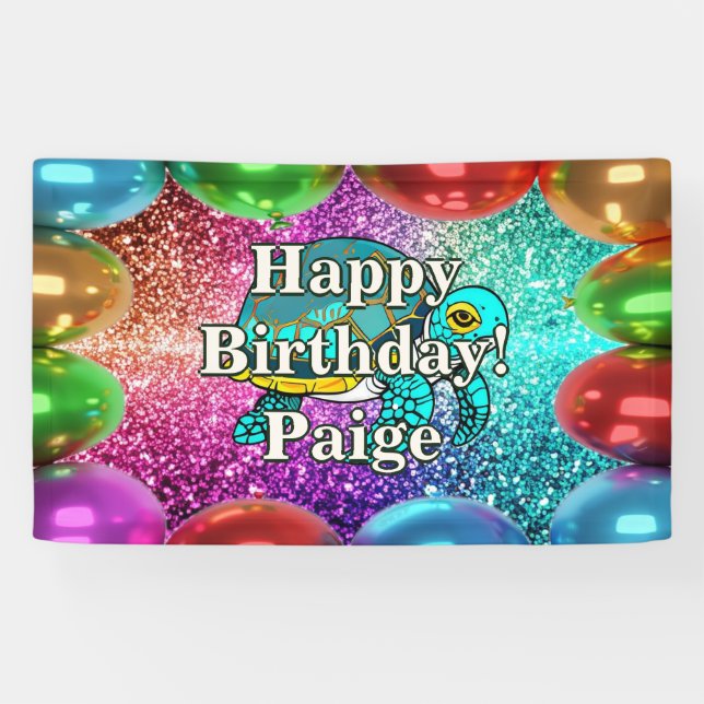 Turtle Personalised character birthday banner (Horizontal)