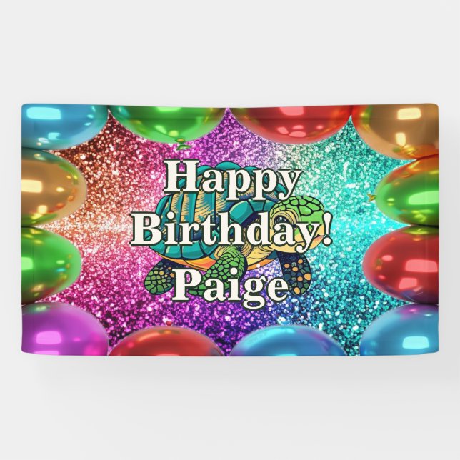 Turtle Personalised character birthday banner (Horizontal)