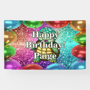 Turtle Personalised character birthday banner