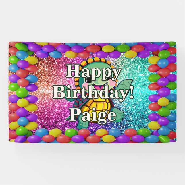Turtle Personalised character birthday banner (Horizontal)