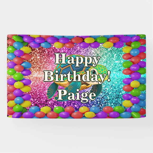 Turtle Personalised character birthday banner (Horizontal)