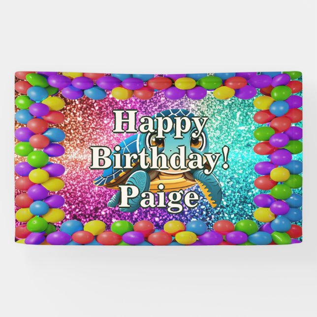 Turtle Personalised character birthday banner (Horizontal)