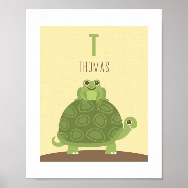 Turtle Personalised Nursery Poster Print (Front)
