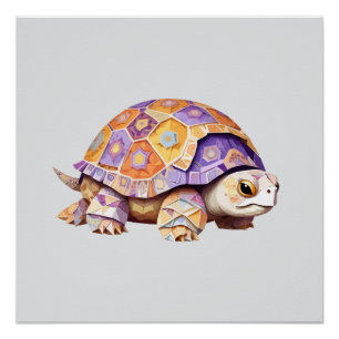 Turtle Playful Adorable Fun Animal Colourful Joyfu Poster