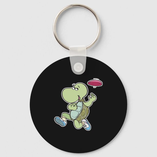turtle playing frisbee key ring (Front)