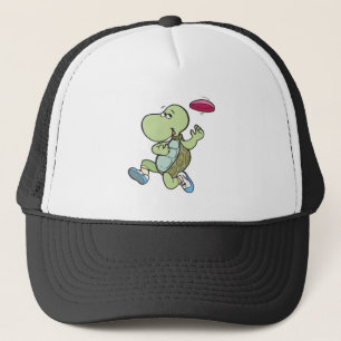 turtle playing frisbee trucker hat