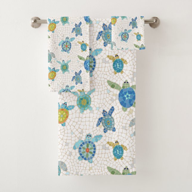 Turtle Race Mosaic Towel Set (Insitu)