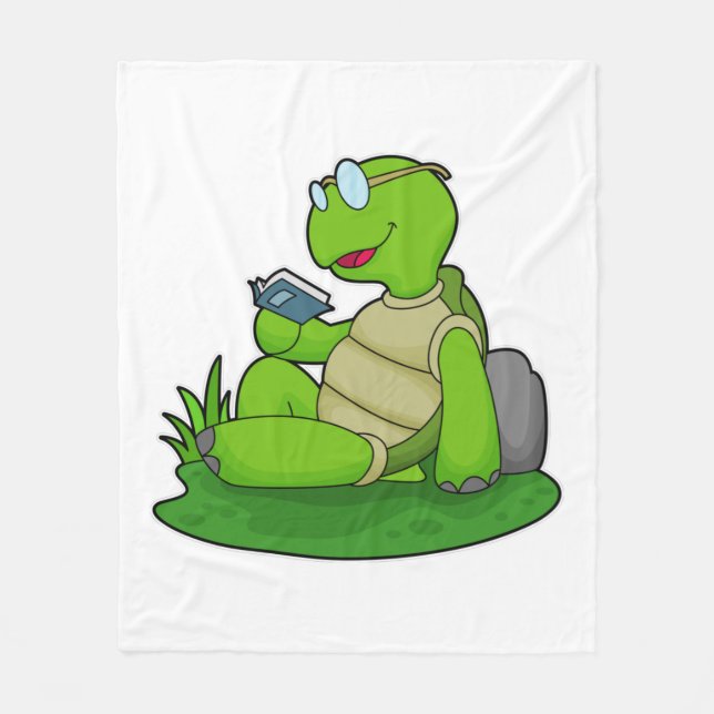 Turtle Reading Book Fleece Blanket (Front)