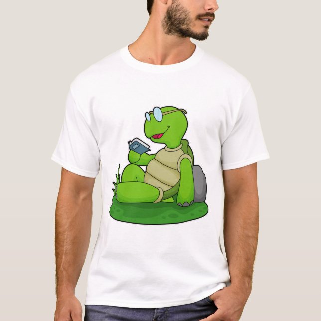 Turtle Reading Book T-Shirt (Front)