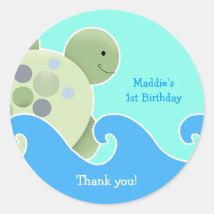 Turtle Reef Baby Shower / Birthday Favour Sticker