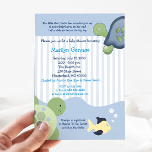 Turtle Reef Tortoise Boy Baby Shower Invitation