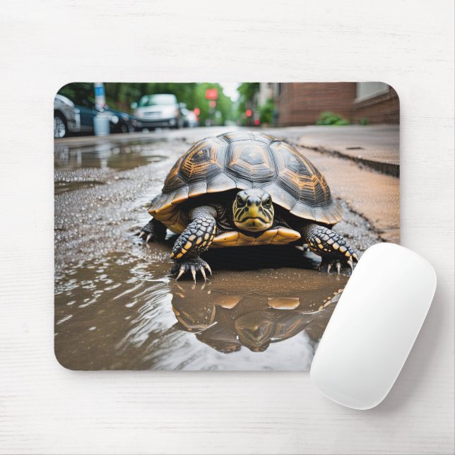 Turtle Reflection In Puddle Mouse Mat (With Mouse)