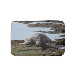 Turtle Resting On The Rocks Bath Mat
