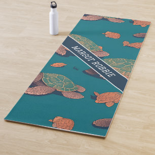 Turtle Retro Colourful Personalised Pattern Yoga Mat