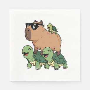 Turtle Ride Capybara, Funny Capybara Napkin