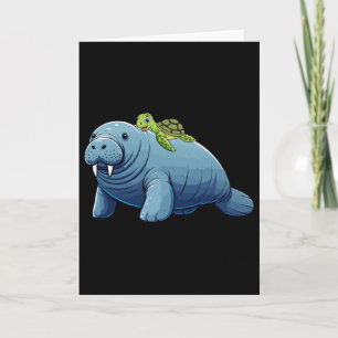 Turtle Riding Manatee Costume Sea Animal Lover Kid Card