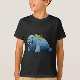 Turtle Riding Manatee Costume Sea Animal Lover Kid T-Shirt