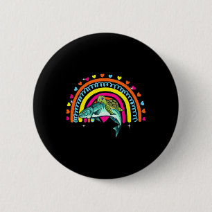 Turtle Riding Salmon Fish Funny Animal Lover Rainb 6 Cm Round Badge