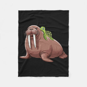 Turtle Riding Walrus Costume Sea Animal Lover Kids Fleece Blanket