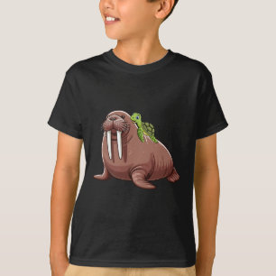 Turtle Riding Walrus Costume Sea Animal Lover Kids T-Shirt