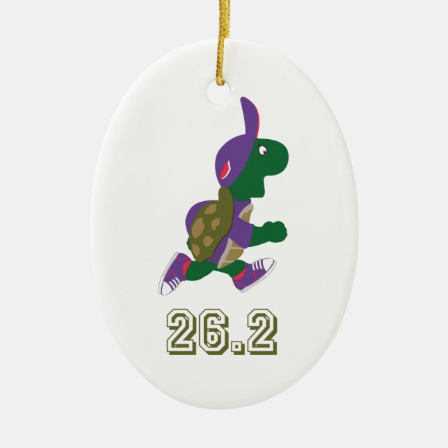 Turtle Runner 26.2 Ceramic Tree Decoration (Front)
