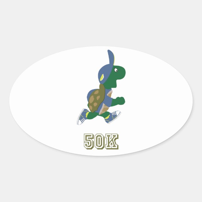 Turtle Runner 50K - blue Oval Sticker (Front)