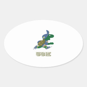 Turtle Runner 50K - blue Oval Sticker