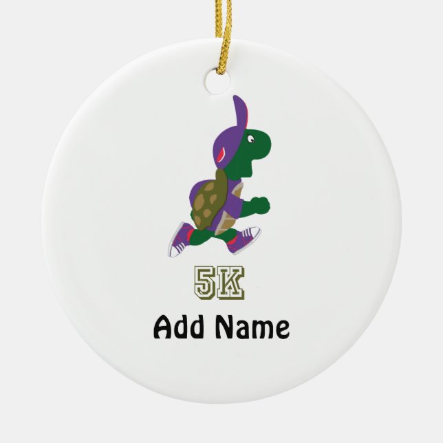 Turtle Runner 5K - Purple Ceramic Tree Decoration (Front)