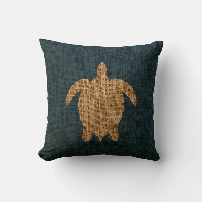 Turtle Rustic Blue Cushion (Front)